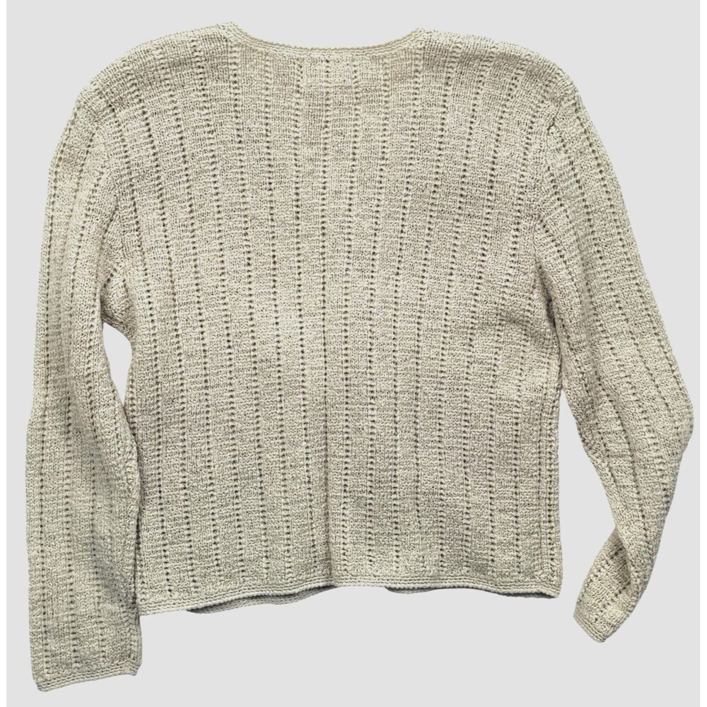 Pendleton Vintage 90s Cardigan Sweater M Beige Open Knit Mother of Pearl Buttons - Picture 5 of 6